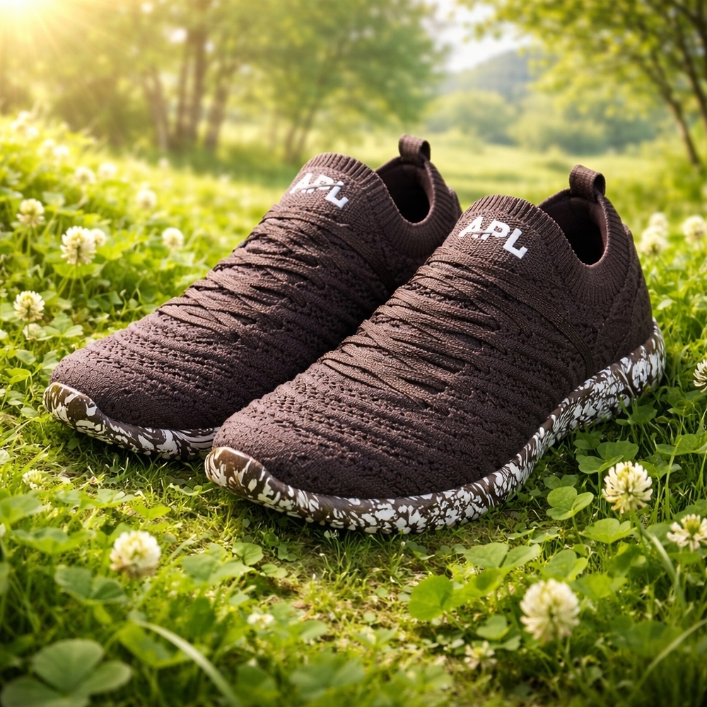 Brown Knit Sneakers with Unique Sole